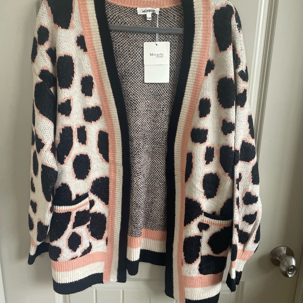 Miracle Black and Pink Animal Print Cardigan